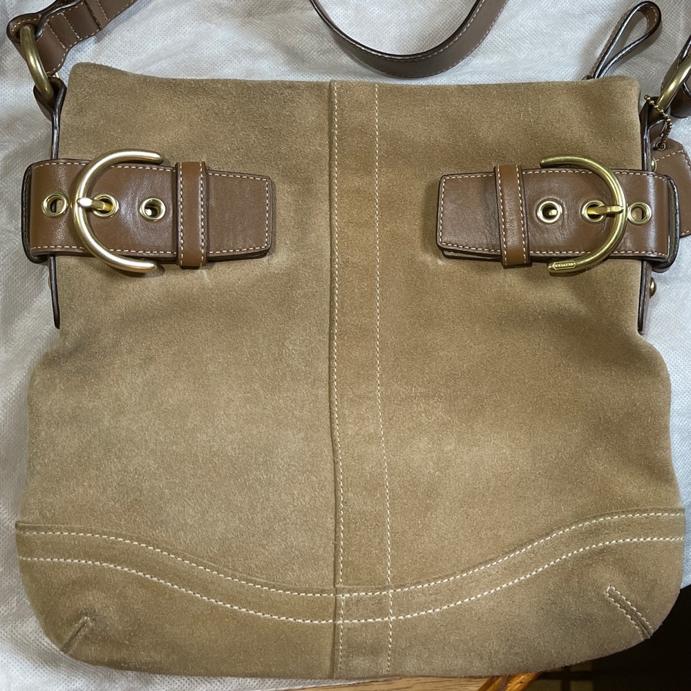 Suede coach bag